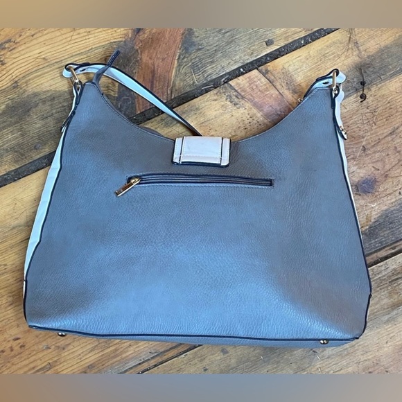 Mia K. Collection Shoulder Bag Gray White Faux Leather Tote Purse - Picture 3 of 8
